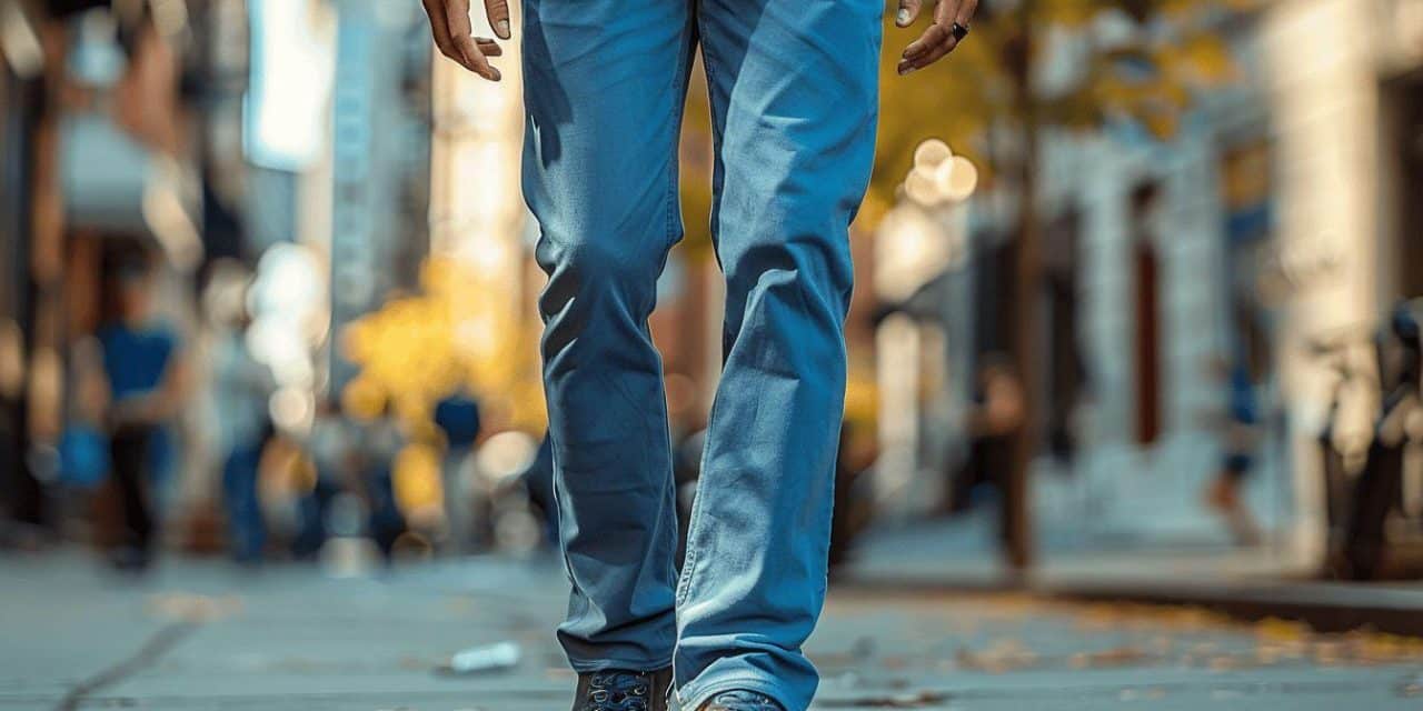 Pantalon bleu homme en toile